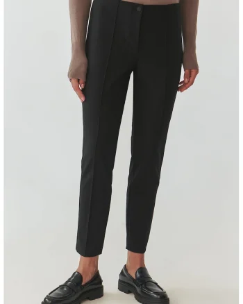 Pantaloni crop eleganti cu pense, Negru