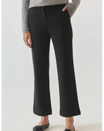 Pantaloni crop din amestec de modal, Negru