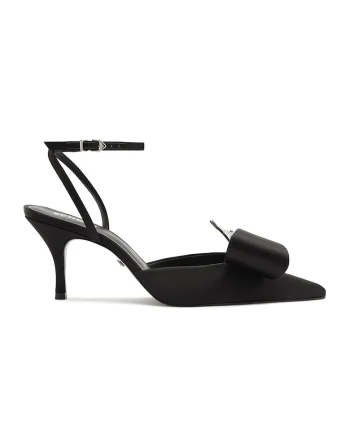 Pantofi cu varf ascutit si funda Kristen, Negru