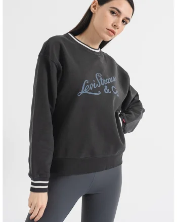 Bluza de trening cu decolteu la baza gatului si maneci cazute, Negru stins
