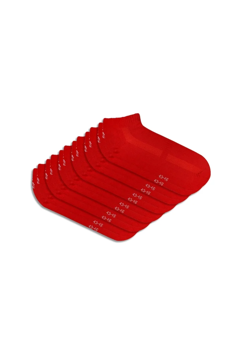 Set 6 perechi, Sosete Scurte din Bumbac Pieptanat,  fara cusatura, respirabile si confortabile, Rosu