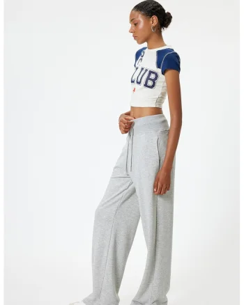 Pantaloni de trening ampli, Gri deschis melange