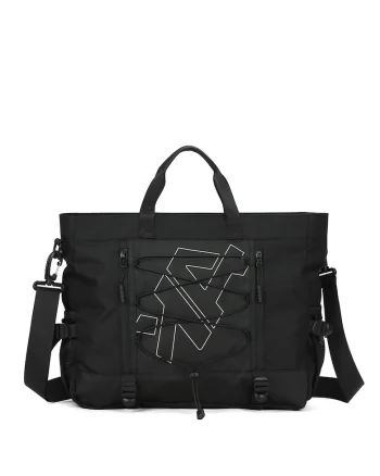 Geanta shopper unisex cu bareta detasabila, Negru