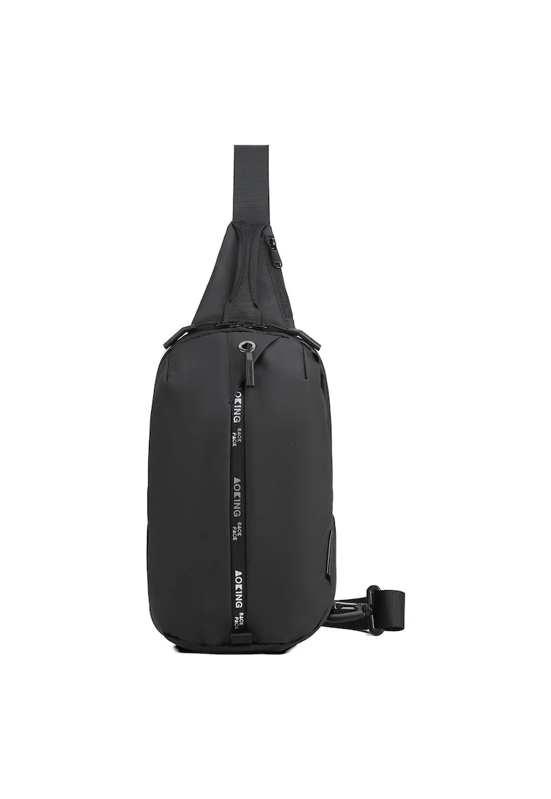 Geanta sling unisex cu detalii logo, Negru