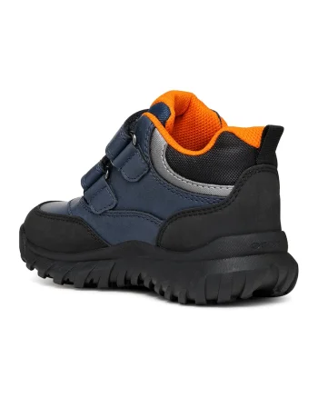 Ghete de piele ecologica cu velcro, Portocaliu/Bleumarin