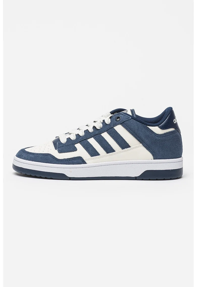 Pantofi sport Rapid Court cu garnituri din piele intoarsa, Alb/Bleumarin