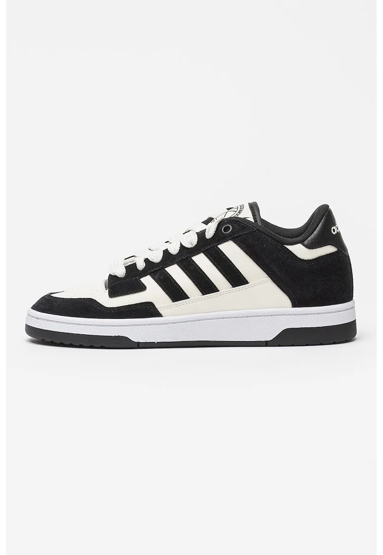 Pantofi sport Rapid Court cu garnituri din piele intoarsa, Alb/Negru