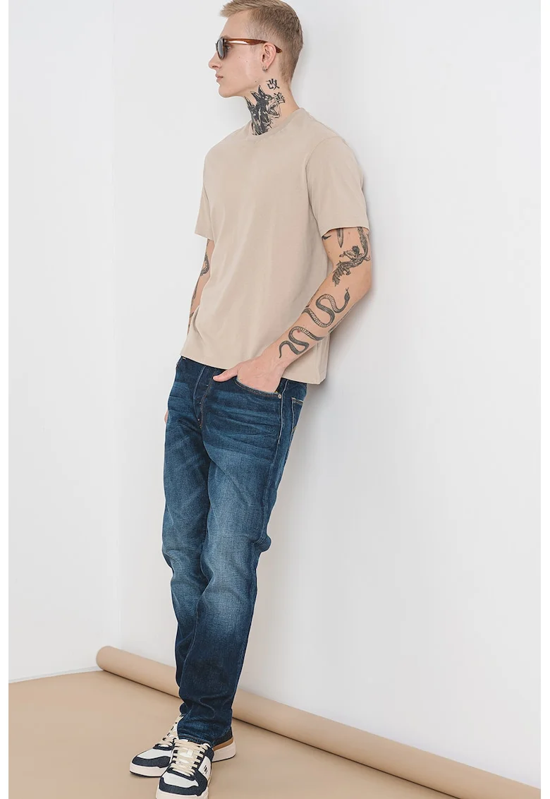 Blugi slim fit cu aspect decolorat 3301, Albastru ultramarin/Bleumarin