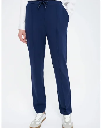 Pantaloni cu snur si buzunare laterale, Albastru