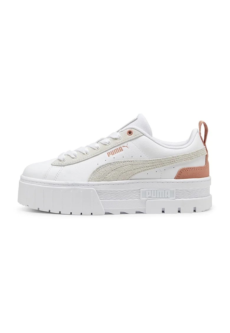 Pantofi sport flatform Mayze Mix, Roz somon/Alb optic/Alb murdar