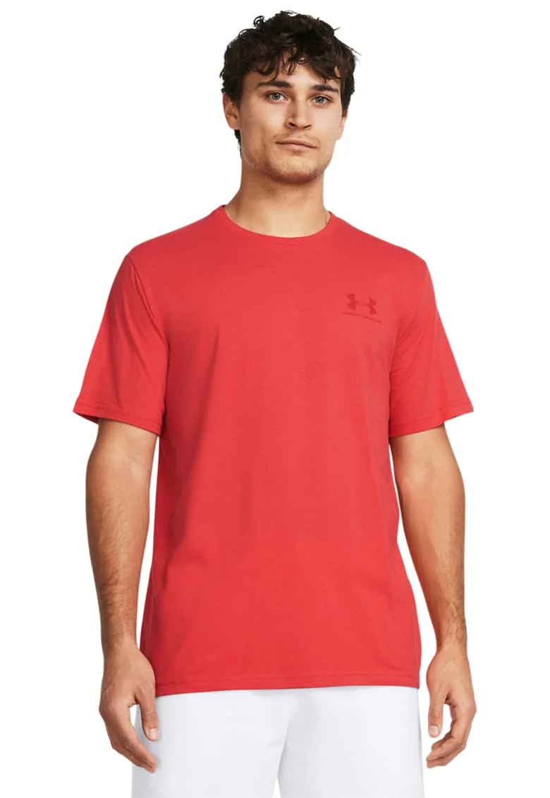 Tricou cu decolteu rotund, pentru fitness Sportstyle, Rosu vermillion