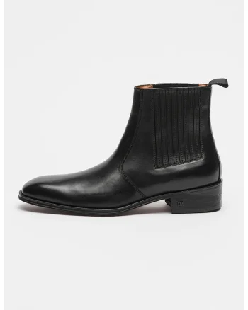 Ghete Chelsea de piele Huston, Negru