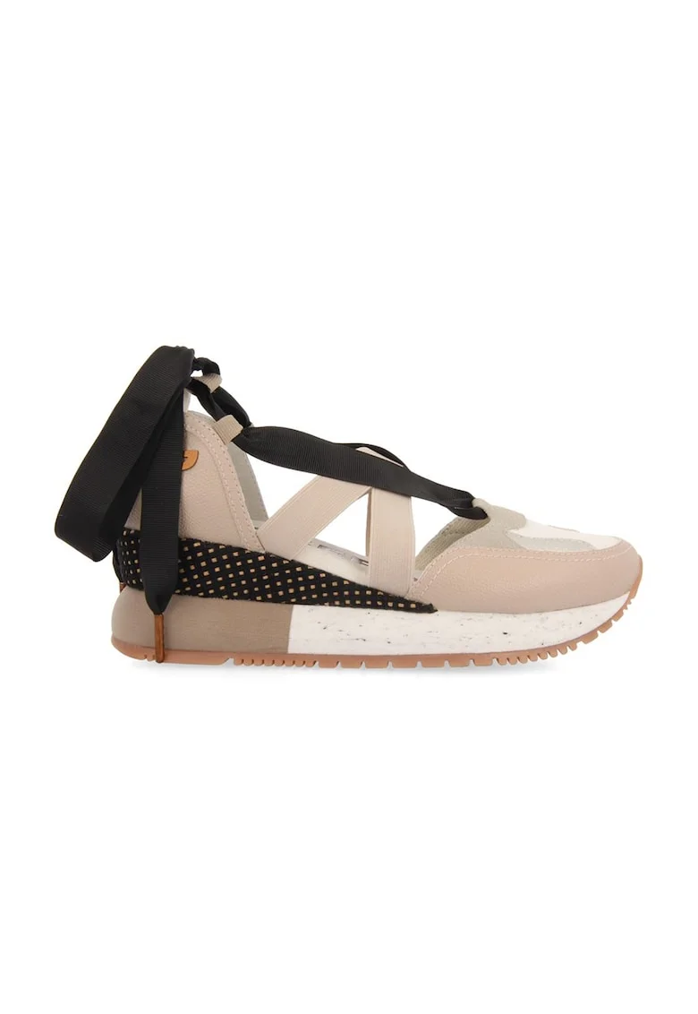 Pantofi sport wedge cu decupaje Planiga, Negru/Gri/Bej