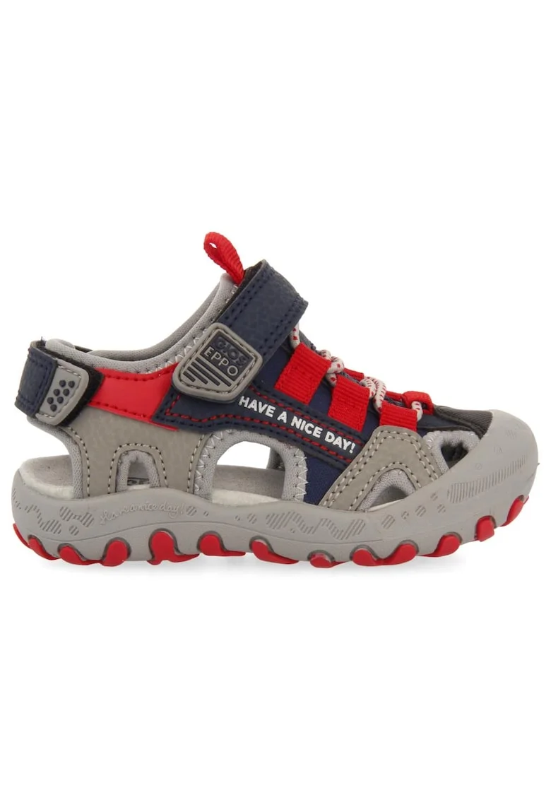 Sandale cu aspect contrastante BERILO 27697, Rosu/Grej