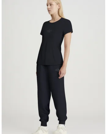 Pantaloni de trening cu logo si talie inalta, Gri antracit