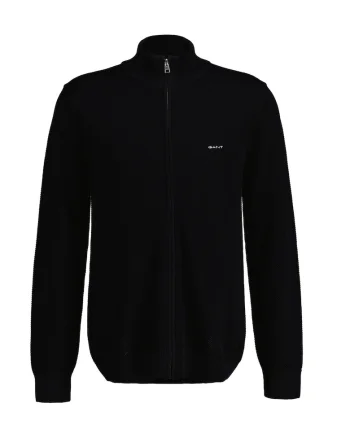 Cardigan de bumbac cu fermoar, Negru