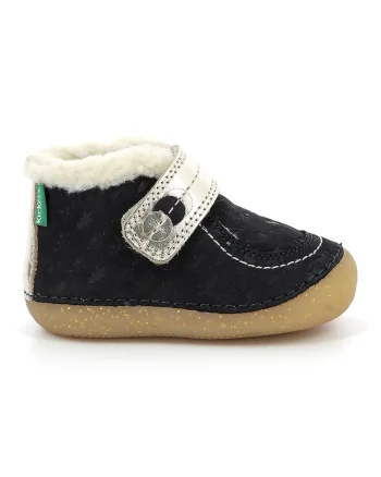 Ghete din piele cu inchidere velcro si model So Schuss, Negru/Caramel/Argintiu