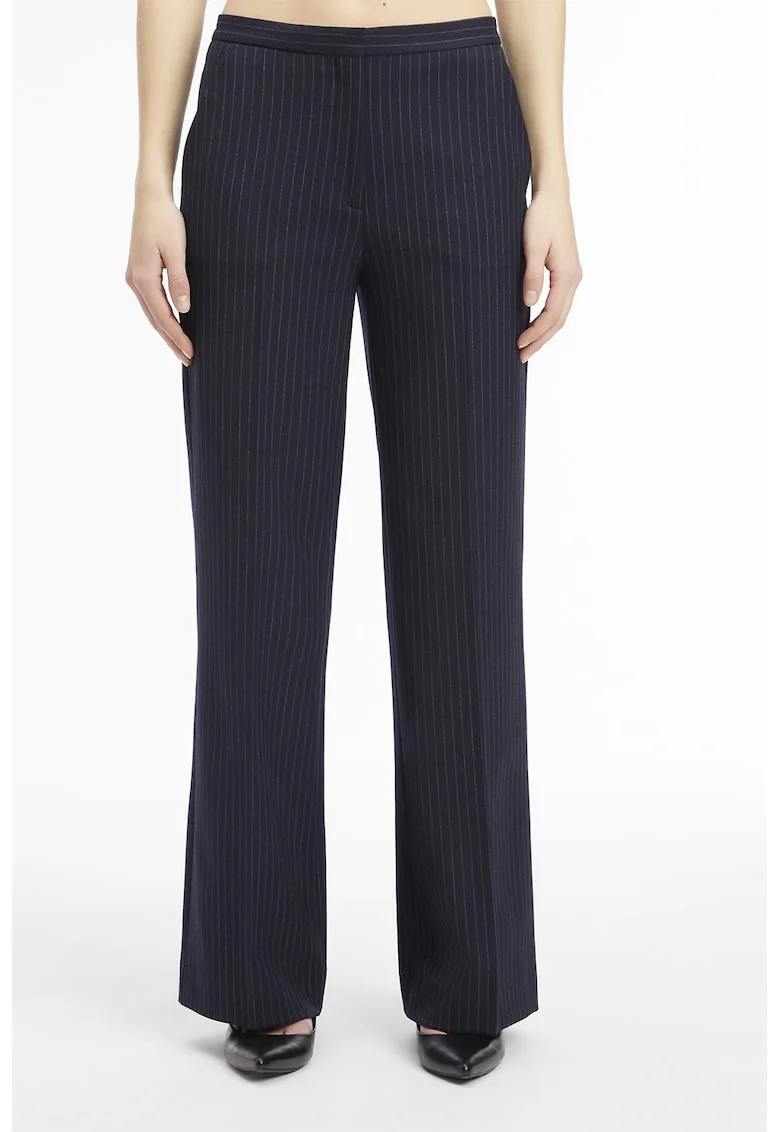 Pantaloni cu croiala ampla si model cu dungi discrete, Albastru ultramarin