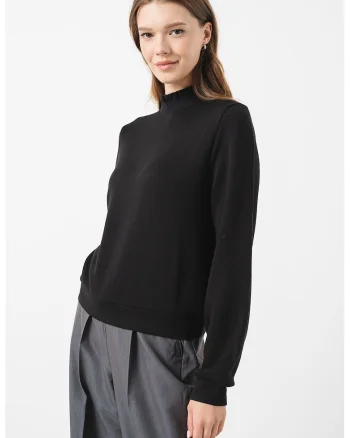 Bluza uni de trening cu guler valurit, Negru