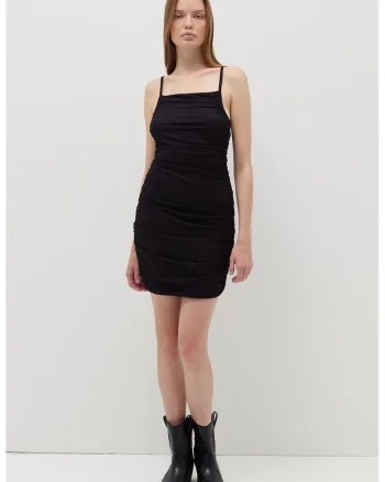 Rochie scurta cu decolteu patrat, Negru