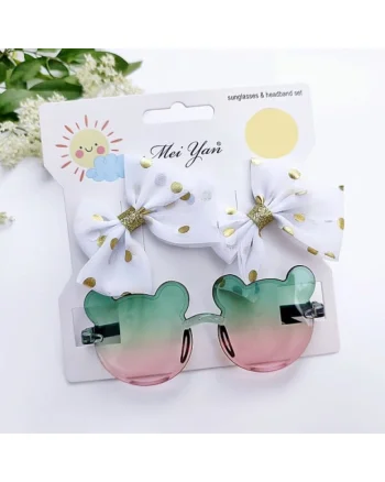 Set clame si ochelari de soare  Model AL 17309 Mouse, Fete, Multicolor, Multicolor