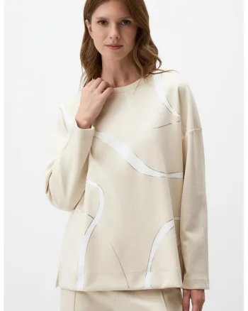 Bluza de trening din amestec de modal, Bej