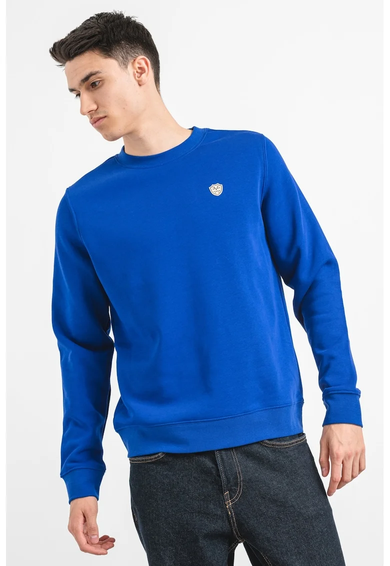 Bluza de trening din amestec de bumbac cu logo discret, Albastru royal