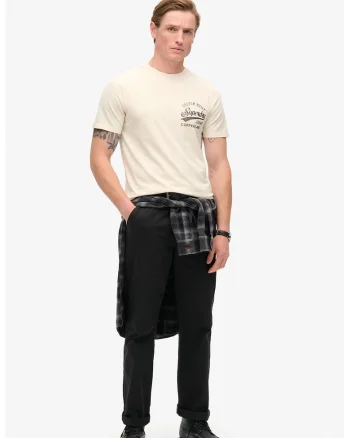 Tricou cu decolteu la baza gatului si imprimeu logo, Crem