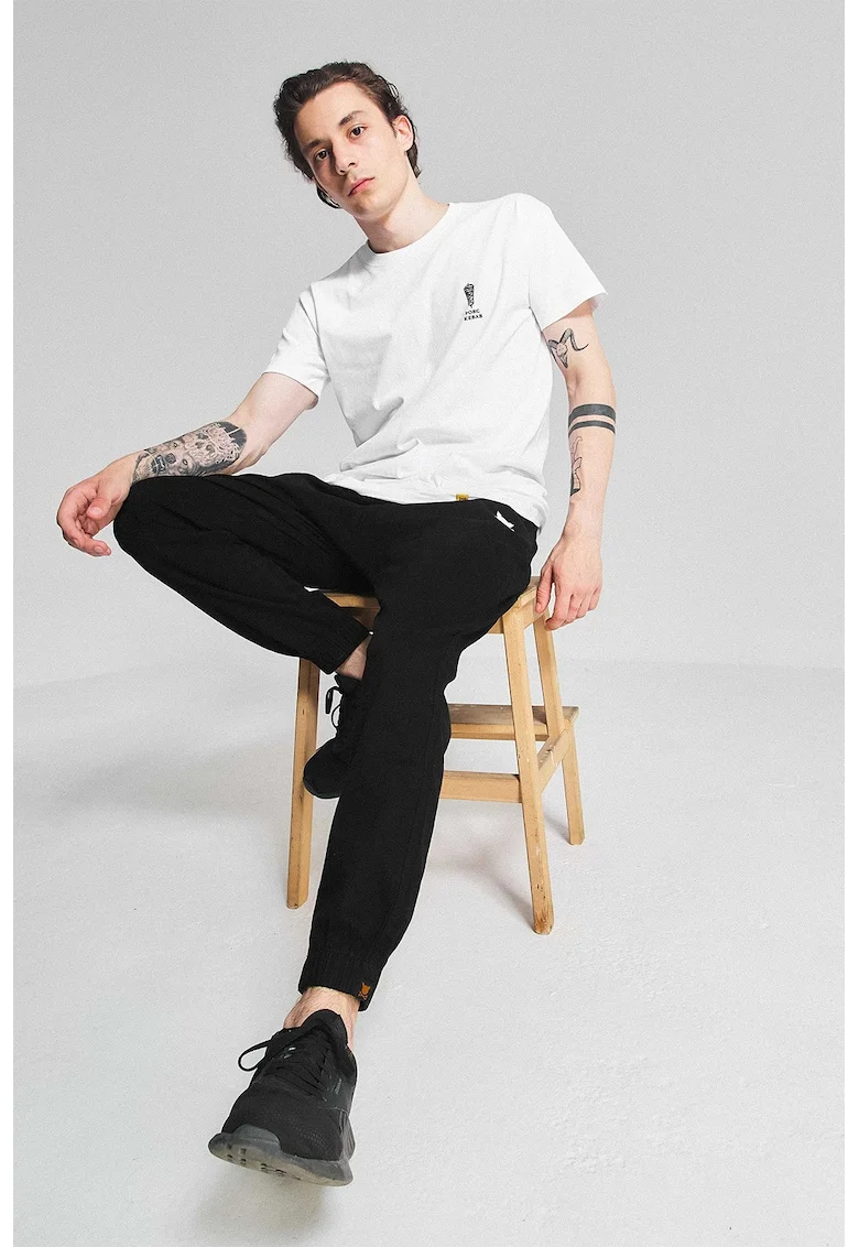Pantaloni de trening unisex cu detaliu logo Essential, Negru