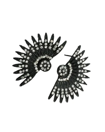 Cercei evantai 4165,  Negru, lungime 4.3 cm