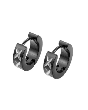 Cercei 4063 inox,  Negru, 12mm