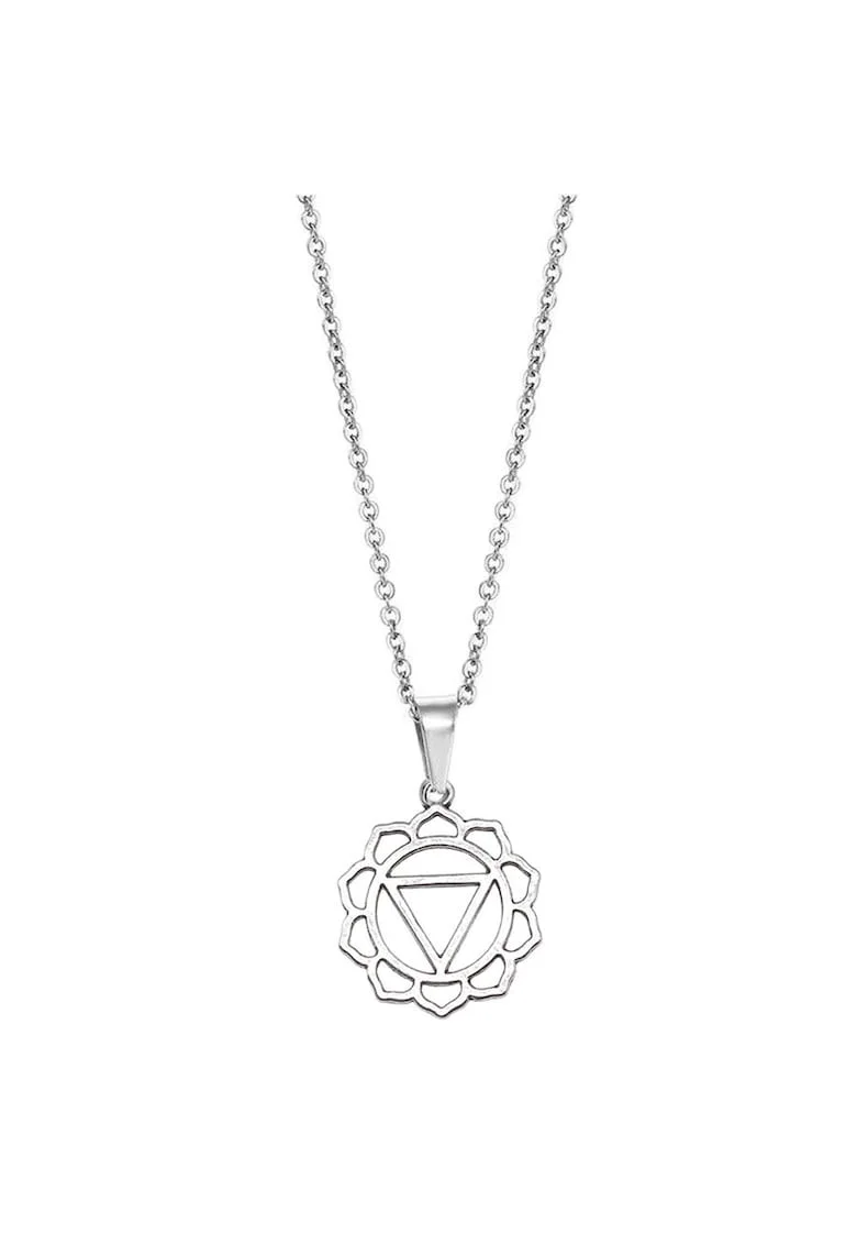 Colier 3950 inox,  Argintiu, lungime 43cm, Chakra Manipura