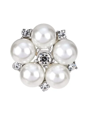 Brosa 3858,  Argintiu, Perle