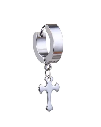 Cercei cruce gotica 4204 inox, Argintiu