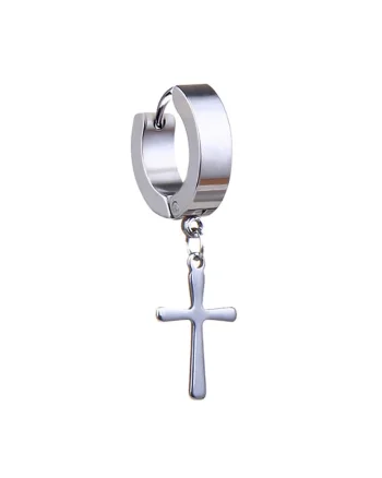 Cercei cruce 4205 inox, Argintiu