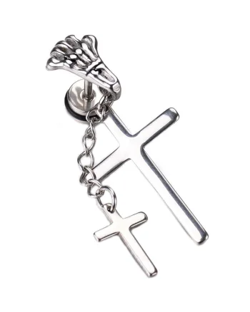 Cercei cruciulita 4199 inox, Argintiu