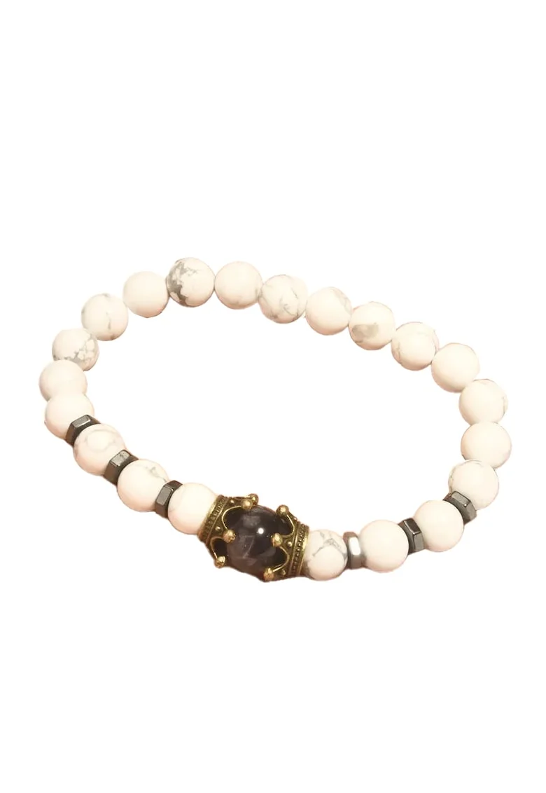 Bratara Pietre Naturale 5386L,  Alb marmorat