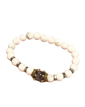 Bratara Pietre Naturale 5386L,  Alb marmorat