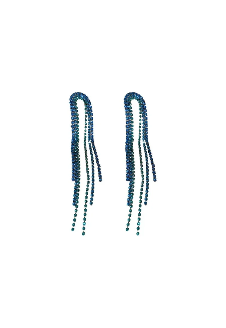 Cercei Eleganti 5811,  Albastru/Verde, lungime 10 cm