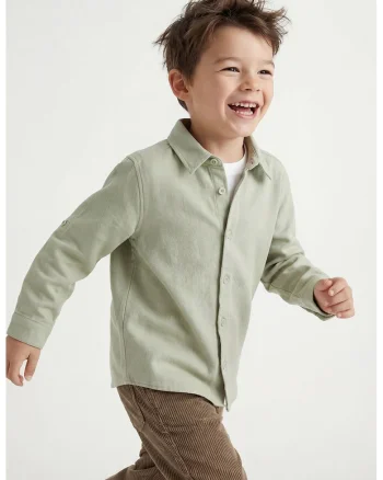 Camasa din bumbac cu guler clasic, Verde fistic