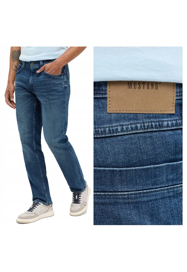 Blugi Barbati,  Washington Straight, Straight Fit, Fermoar, Lungi, 5 Buzunare, Bumbac, Albastru, Albastru
