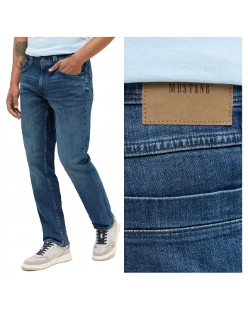 Blugi Barbati,  Washington Straight, Straight Fit, Fermoar, Lungi, 5 Buzunare, Bumbac, Albastru, Albastru