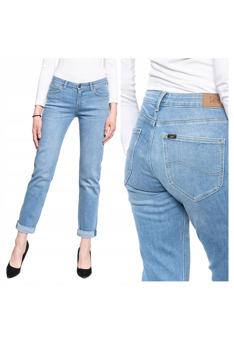 Blugi Dama,  Marion Straight, Straight Fit, Talie Medie, Fermoar, Lungi, 5 Buzunare, Bumbac, W28-L33 US, Albastru