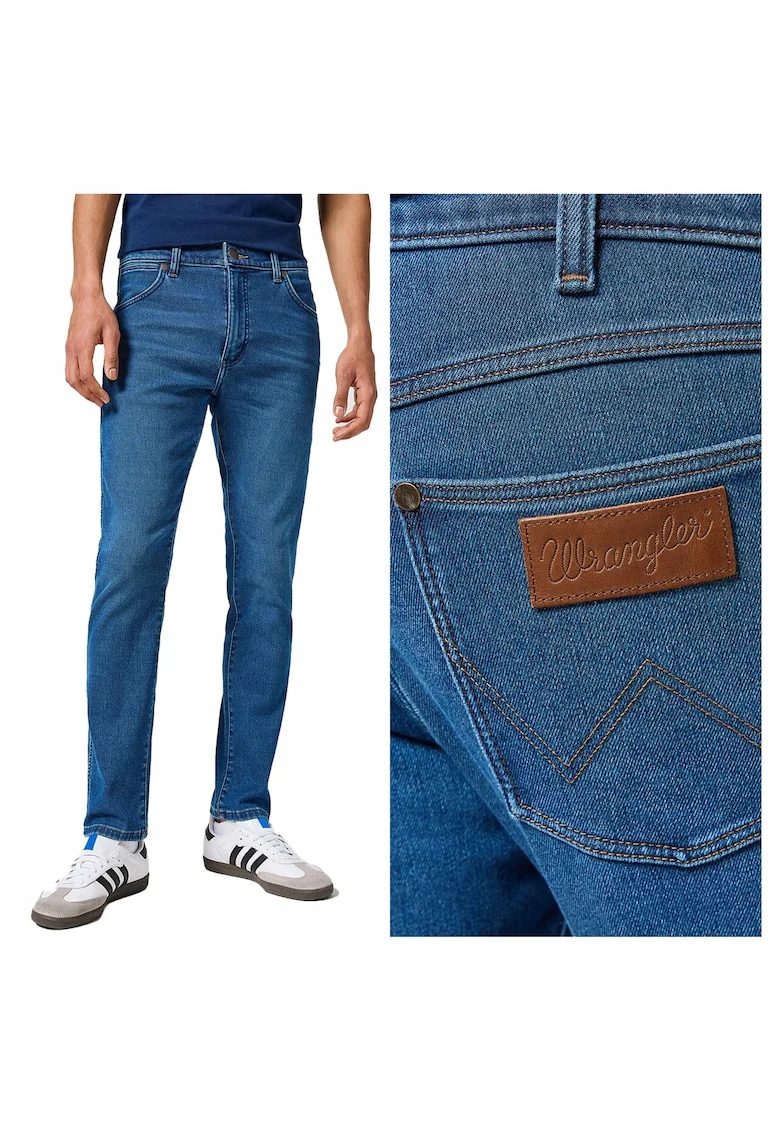 Blugi Barbati,  Larston, Straight Fit, Talie Joasa, Fermoar, Lungi, 5 Buzunare, Bumbac, W38-L30 US, Albastru
