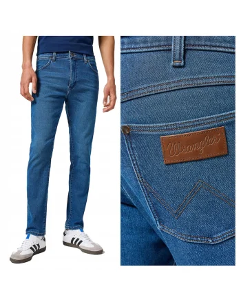 Blugi Barbati,  Larston, Straight Fit, Talie Joasa, Fermoar, Lungi, 5 Buzunare, Bumbac, W38-L30 US, Albastru