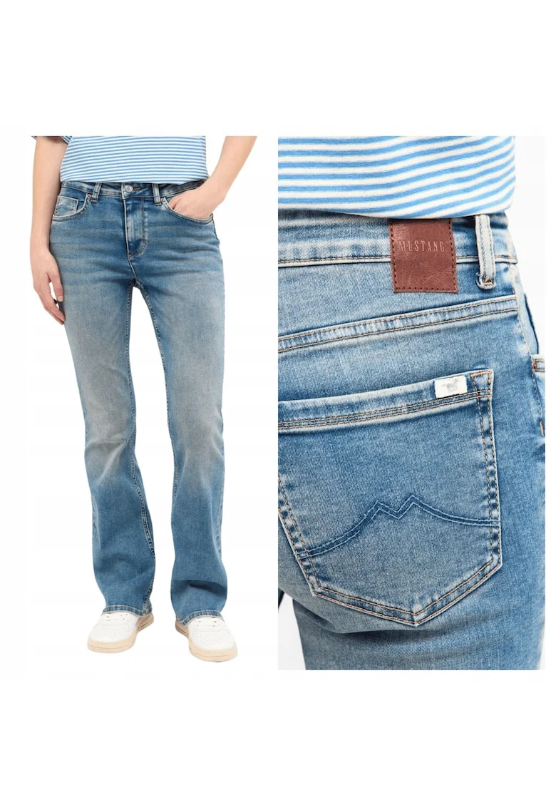 Blugi Dama,  Shelby Slim Boot, Slim Fit, Talie Medie, Fermoar, Lungi, 5 Buzunare, Bumbac, Albastru, Albastru