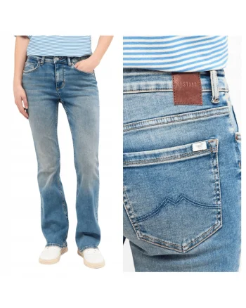 Blugi Dama,  Shelby Slim Boot, Slim Fit, Talie Medie, Fermoar, Lungi, 5 Buzunare, Bumbac, Albastru, Albastru