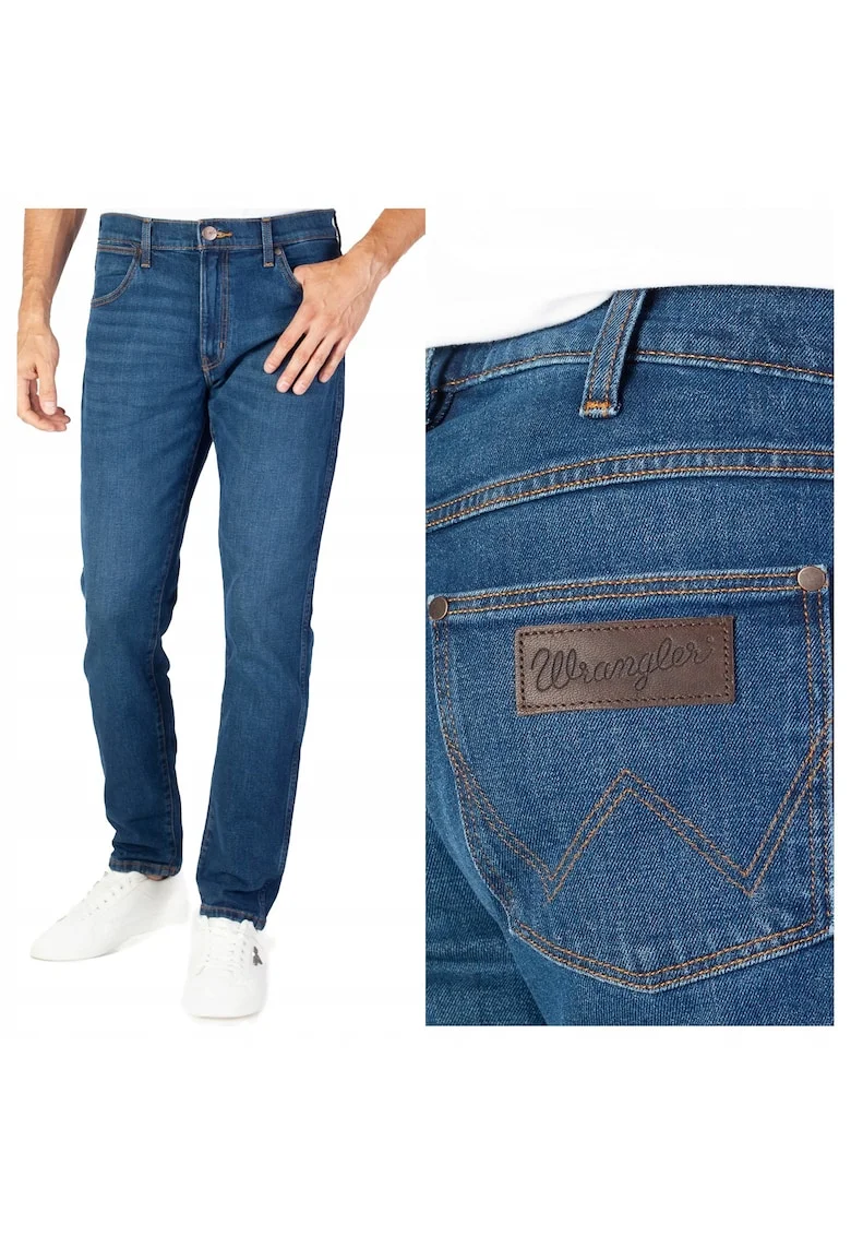 Blugi Barbati,  Larston, Skinny Fit, Talie Joasa, Fermoar, Lungi, 5 Buzunare, Bumbac, Albastru, Albastru