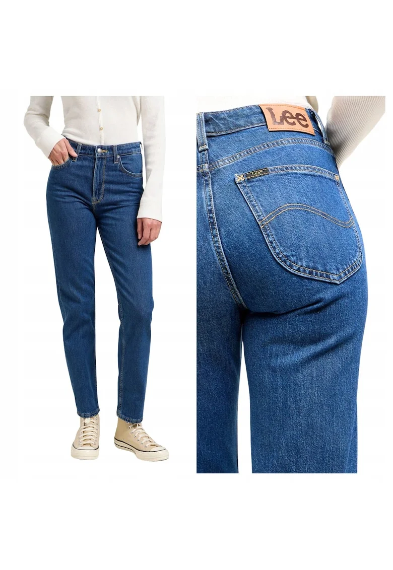 Blugi Dama,  Carol, Straight Fit, Talie Inalta, Fermoar, Lungi, 5 Buzunare, Bumbac, Albastru, Albastru
