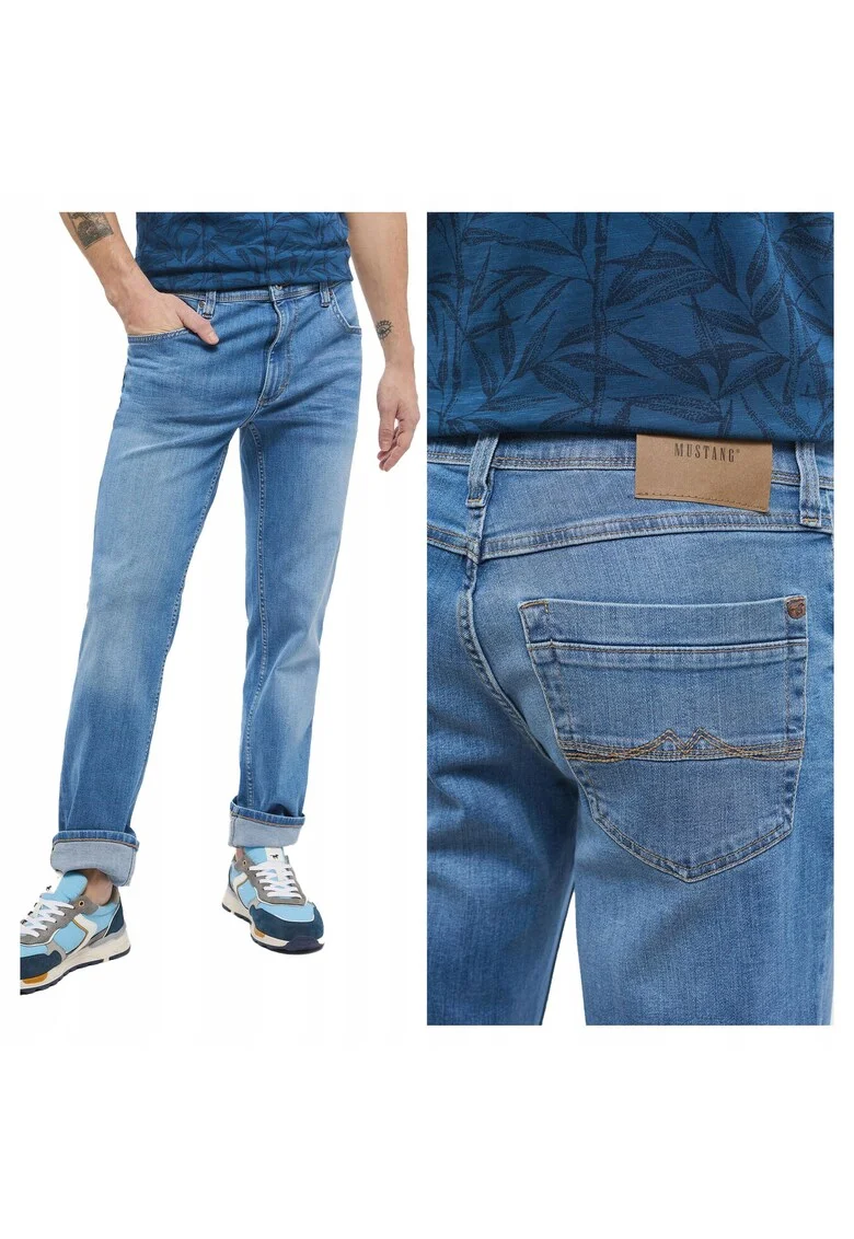 Blugi Barbati,  Washington, Slim Fit, Talie Medie, Fermoar, Lungi, 5 Buzunare, Bumbac, W36-L32 US, Albastru